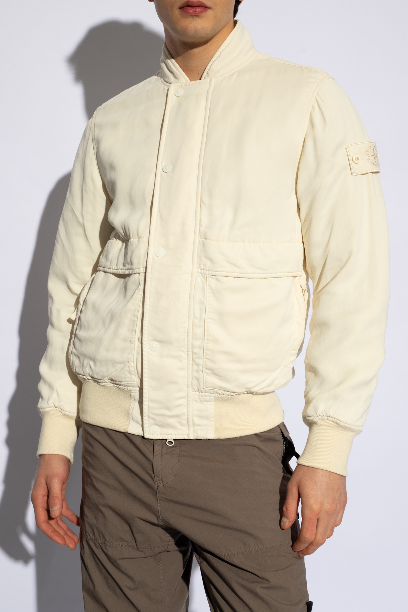 Cream stone island clearance coat